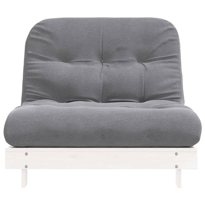 White Solid Pine Futon Sofa Bed with Mattress 100x206x11 cm