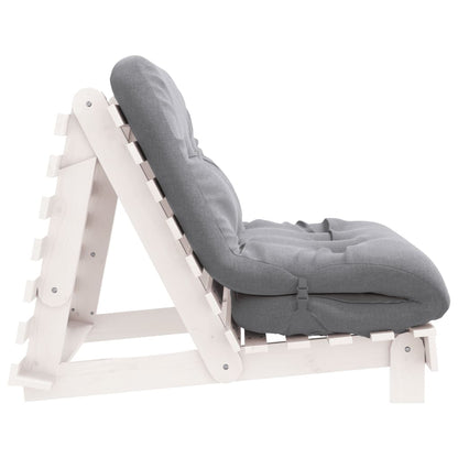 White Solid Pine Futon Sofa Bed with Mattress 100x206x11 cm