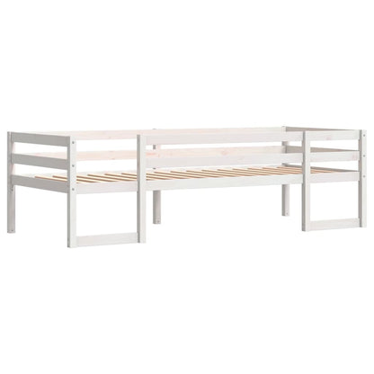 Solid Pine Kids' Bed Frame 80x200 cm - White Finish, No Mattress