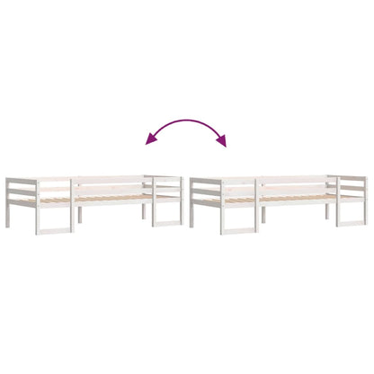 Solid Pine Kids' Bed Frame 80x200 cm - White Finish, No Mattress