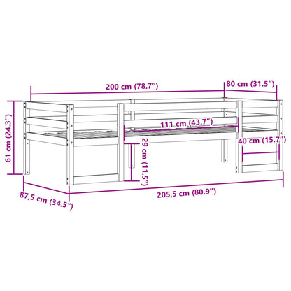 Wax Brown Kids' Bed Frame 80x200 cm - Sturdy Wood Design