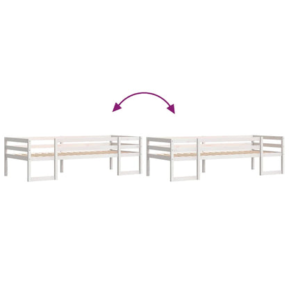 Solid Pine Kids' Bed Frame - White 90x190 cm Single Bed