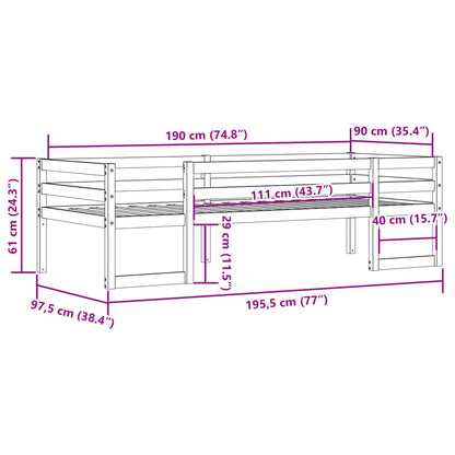 Solid Pine Kids' Bed Frame - White 90x190 cm Single Bed