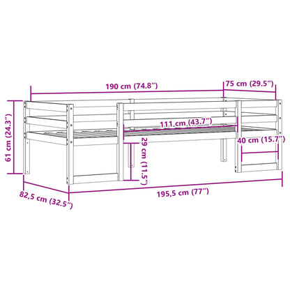 White Solid Pine Kids' Bed Frame 75x190 cm - Small Single