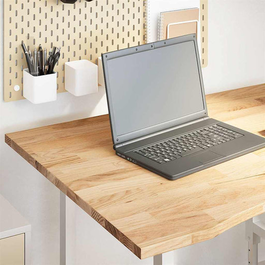 Solid Oak Rectangular Desktop 100x80x2.5 cm - Untreated Wood