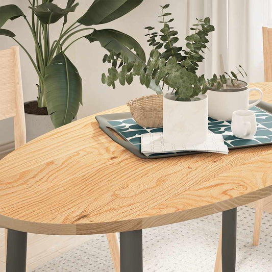 Solid Oak Oval Table Top 120x60x2 cm - Natural Wood Finish