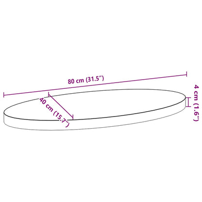 Solid Oak Oval Table Top - 80x40x4 cm