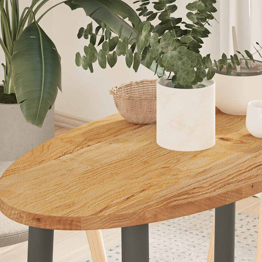 Solid Oak Oval Table Top 80x40x2 cm - Light Brown Finish