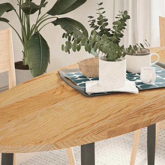 Solid Oak Oval Table Top 140x60x2 cm - Light Brown Finish