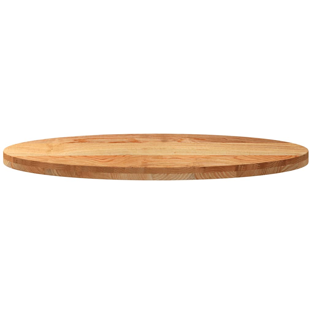 Oval Solid Oak Table Top, Light Brown, 100x50x4 cm