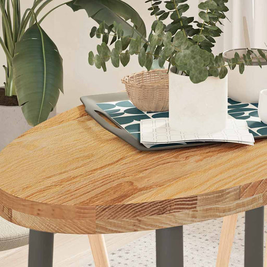 Oval Solid Oak Table Top, Light Brown, 100x50x4 cm
