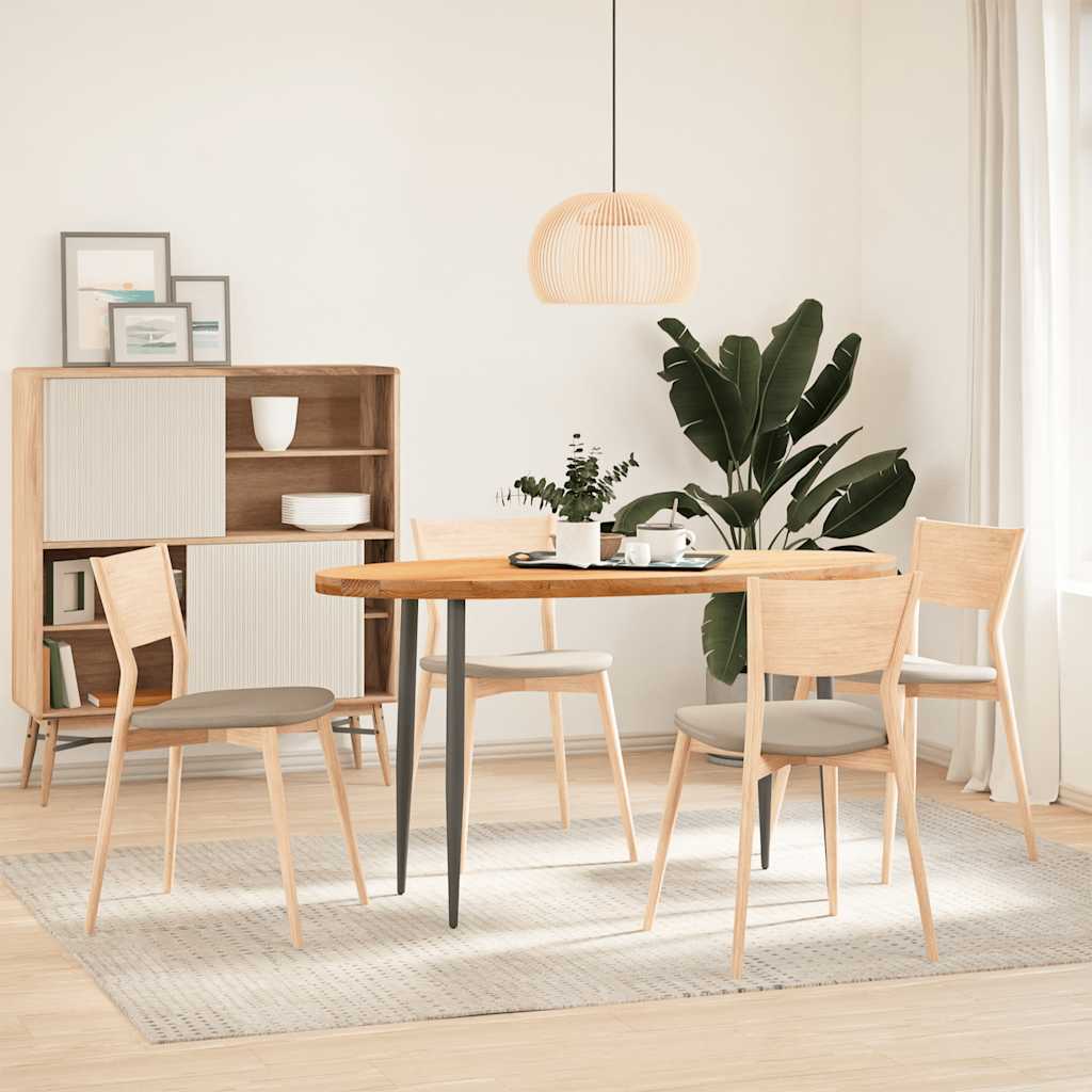 Solid Oak Oval Table Top, Light Brown, 140x60x4 cm