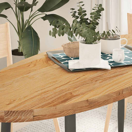 Solid Oak Oval Table Top, Light Brown, 140x60x4 cm