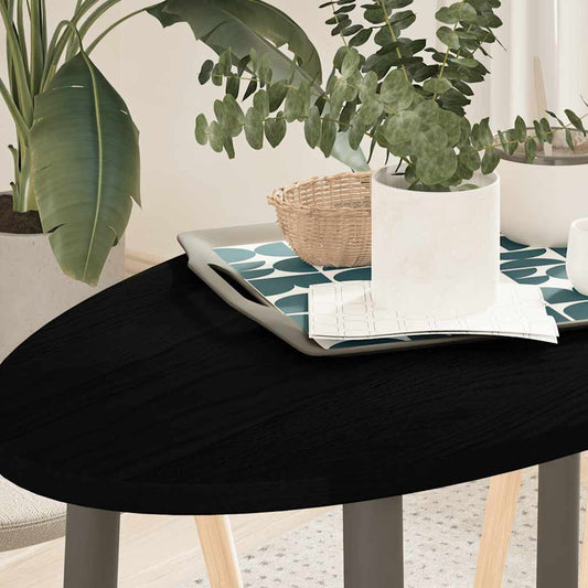 Solid Oak Oval Table Top, Dark Brown, 100x50x2 cm