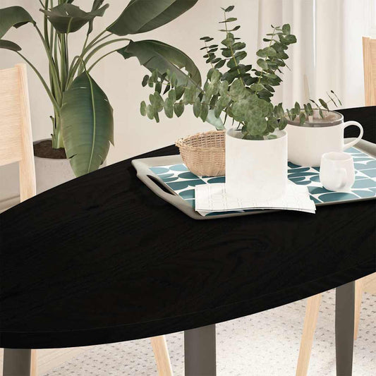 Solid Oak Oval Table Top, Dark Brown, 140x60x2 cm