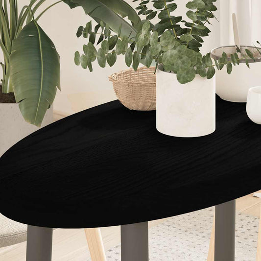 Solid Oak Oval Table Top, Dark Brown, 80x40x4 cm