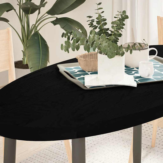 Solid Wood Oak Table Top, Dark Brown Oval, 120x60x4 cm