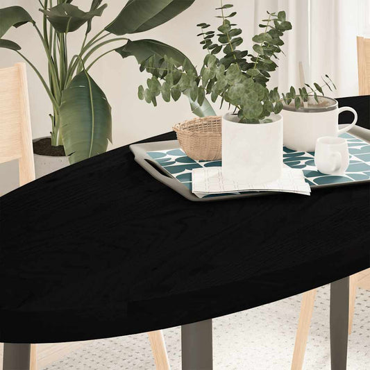 Solid Oak Oval Table Top, Dark Brown, 140x60 cm