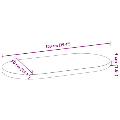 Solid Oak Oval Table Top – 100x50x4 cm Durable Wood Finish