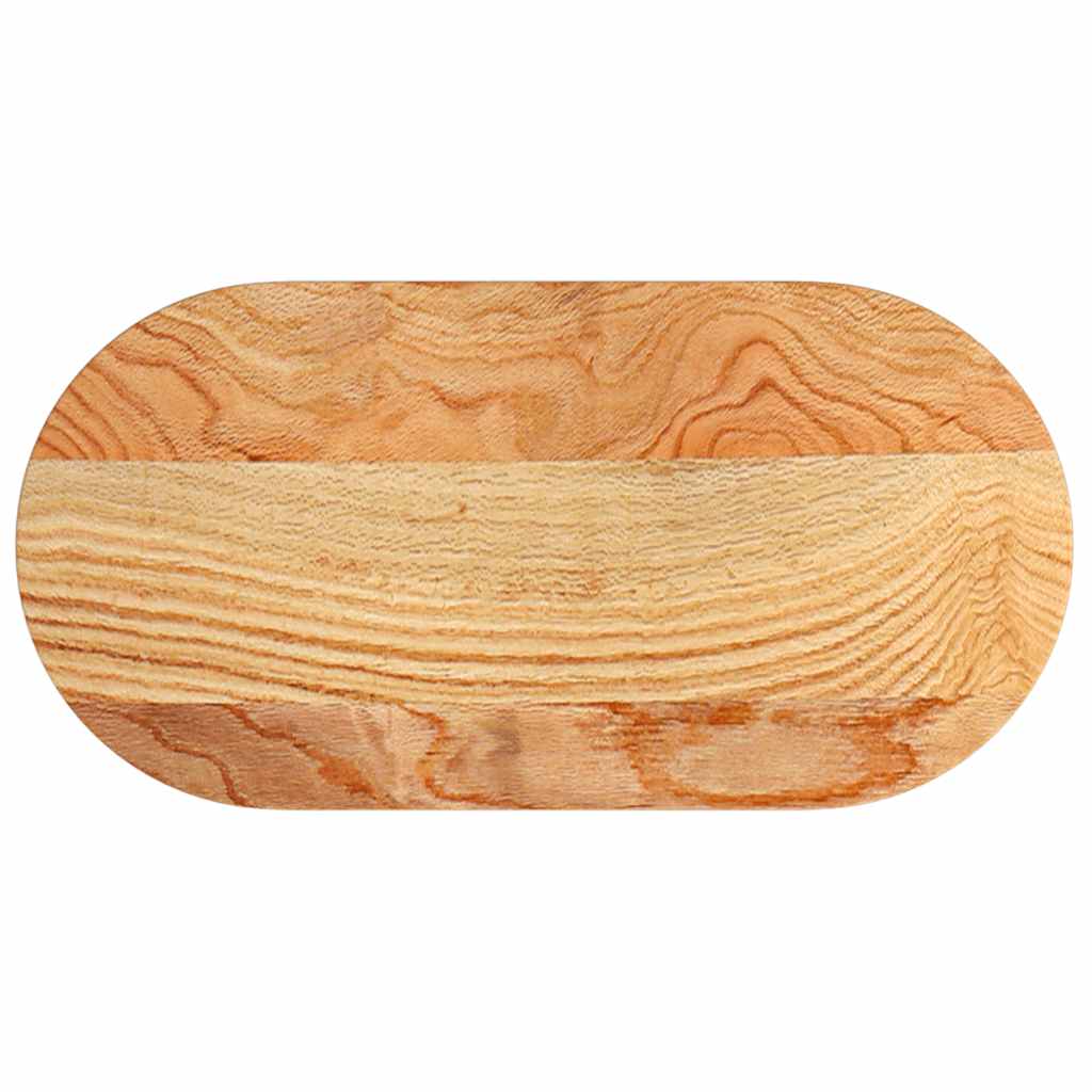 Oval Solid Oak Table Top, Light Brown, 80x40x2 cm
