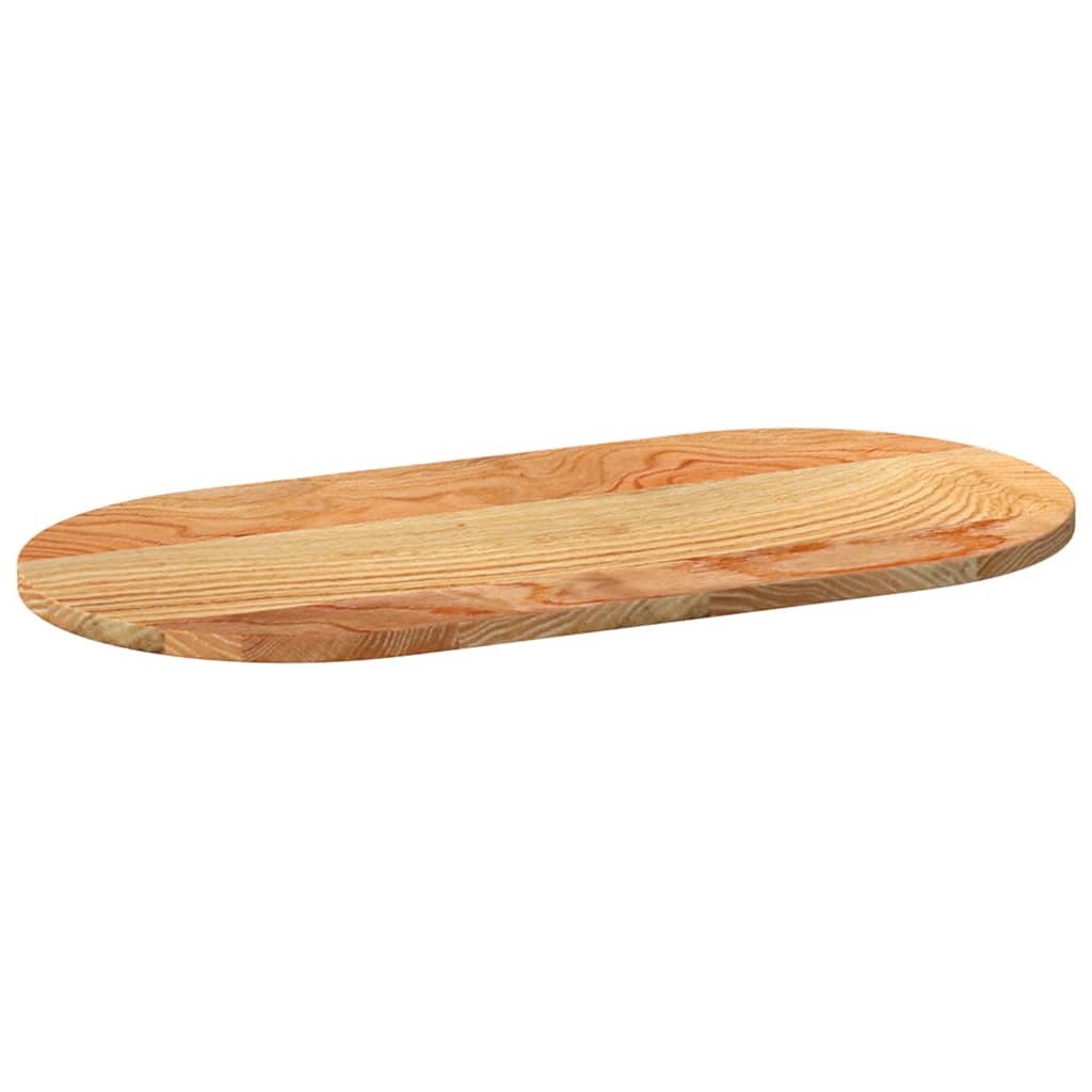 Oval Solid Oak Table Top, Light Brown, 80x40x2 cm