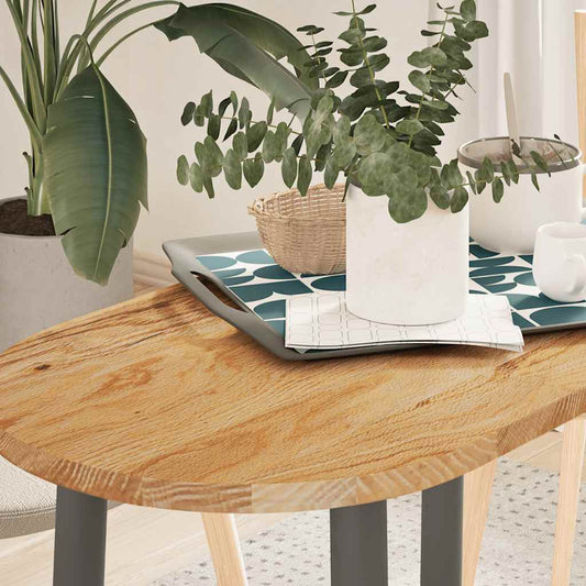 Oval Solid Oak Table Top, Light Brown, 80x40x2 cm
