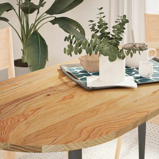 Solid Oak Oval Table Top, Light Brown, 140x60x2 cm