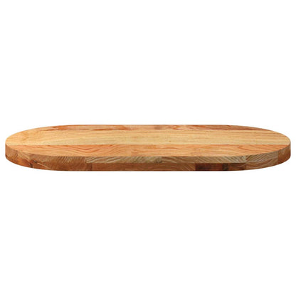 Solid Oak Oval Table Top, Light Brown, 80x40x4 cm