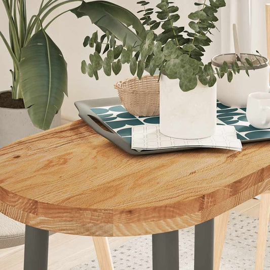 Solid Oak Oval Table Top, Light Brown, 80x40x4 cm