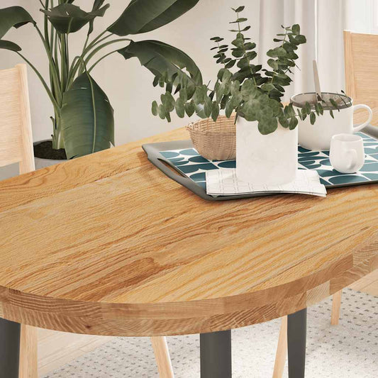 Solid Oak Oval Table Top, Light Brown, 120x60x4 cm