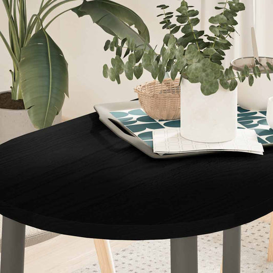 Solid Oak Oval Table Top, Dark Brown, 100x50x2 cm