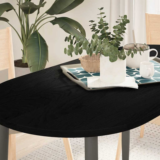 Solid Oak Oval Table Top, Dark Brown, 120x60x2 cm