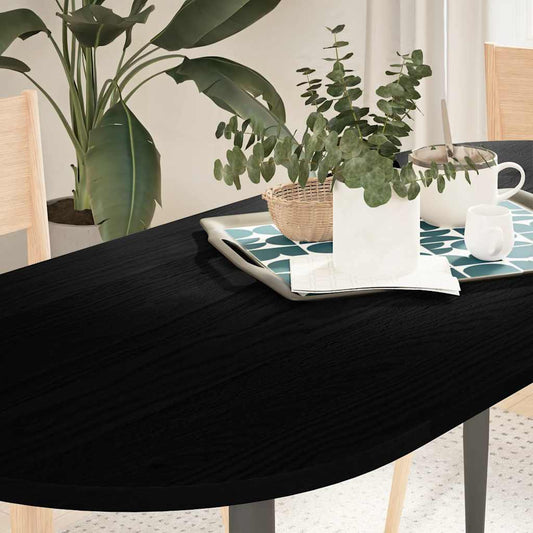 Solid Oak Oval Table Top Dark Brown 140x60 cm