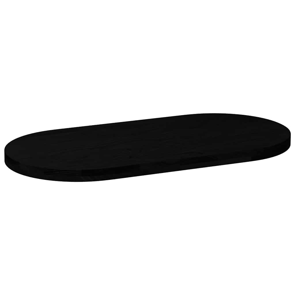 Solid Oak Oval Table Top, Dark Brown, 100x50x4 cm