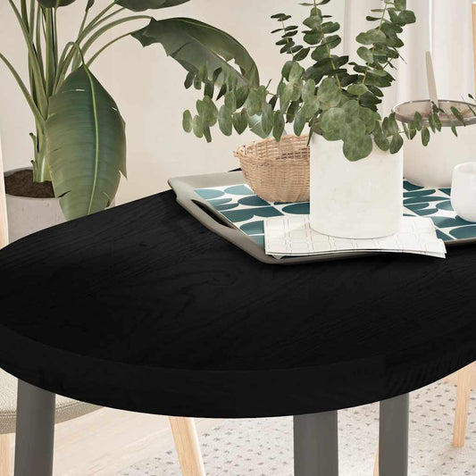 Solid Oak Oval Table Top, Dark Brown, 100x50x4 cm