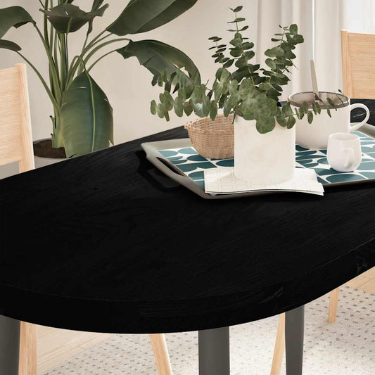Solid Oak Oval Table Top, Dark Brown, 120x60x4 cm