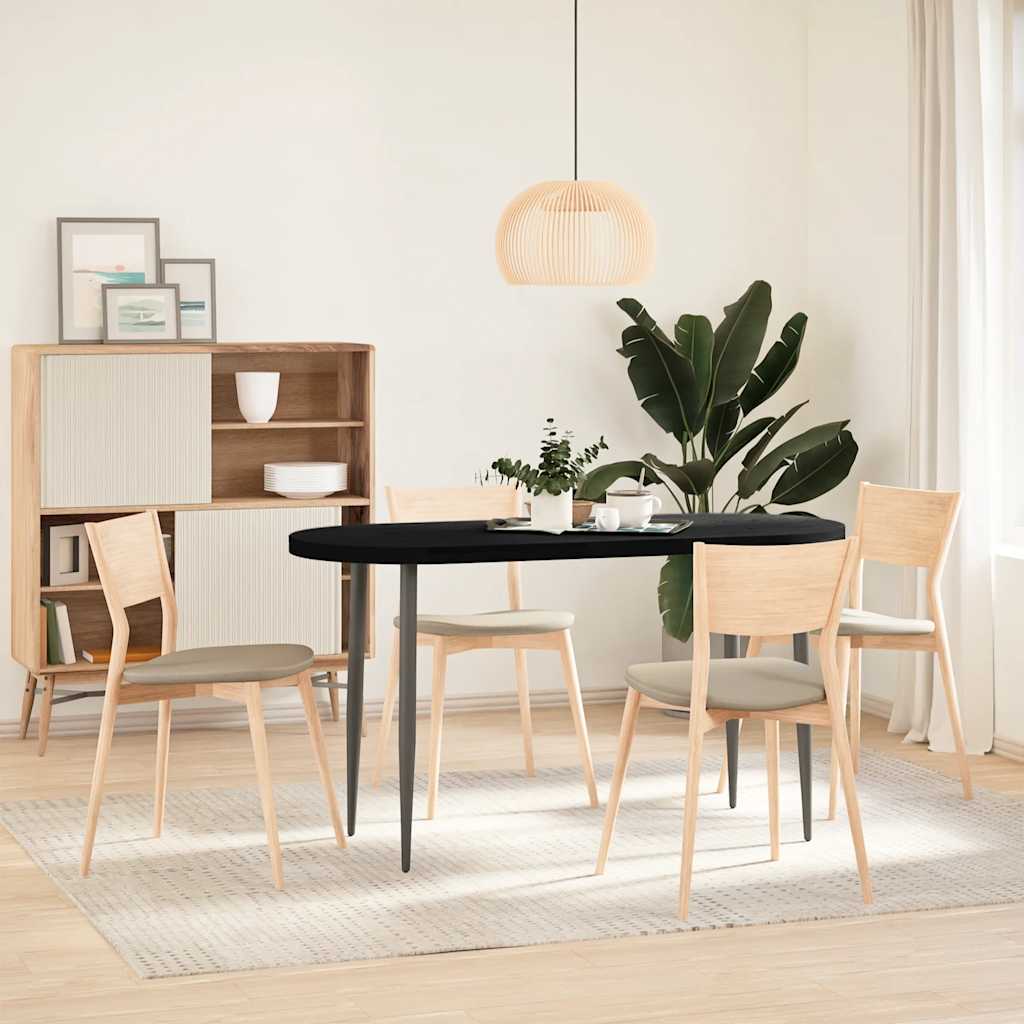 Solid Oak Oval Table Top 140x60 cm - Dark Brown Finish