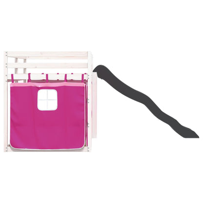 Bunk Bed without Mattress with Slide and Curtains Pink 90x190 cm Single