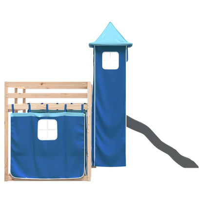 Bunk Bed without Mattress with Slide and Curtains Blue 90x190 cm Single