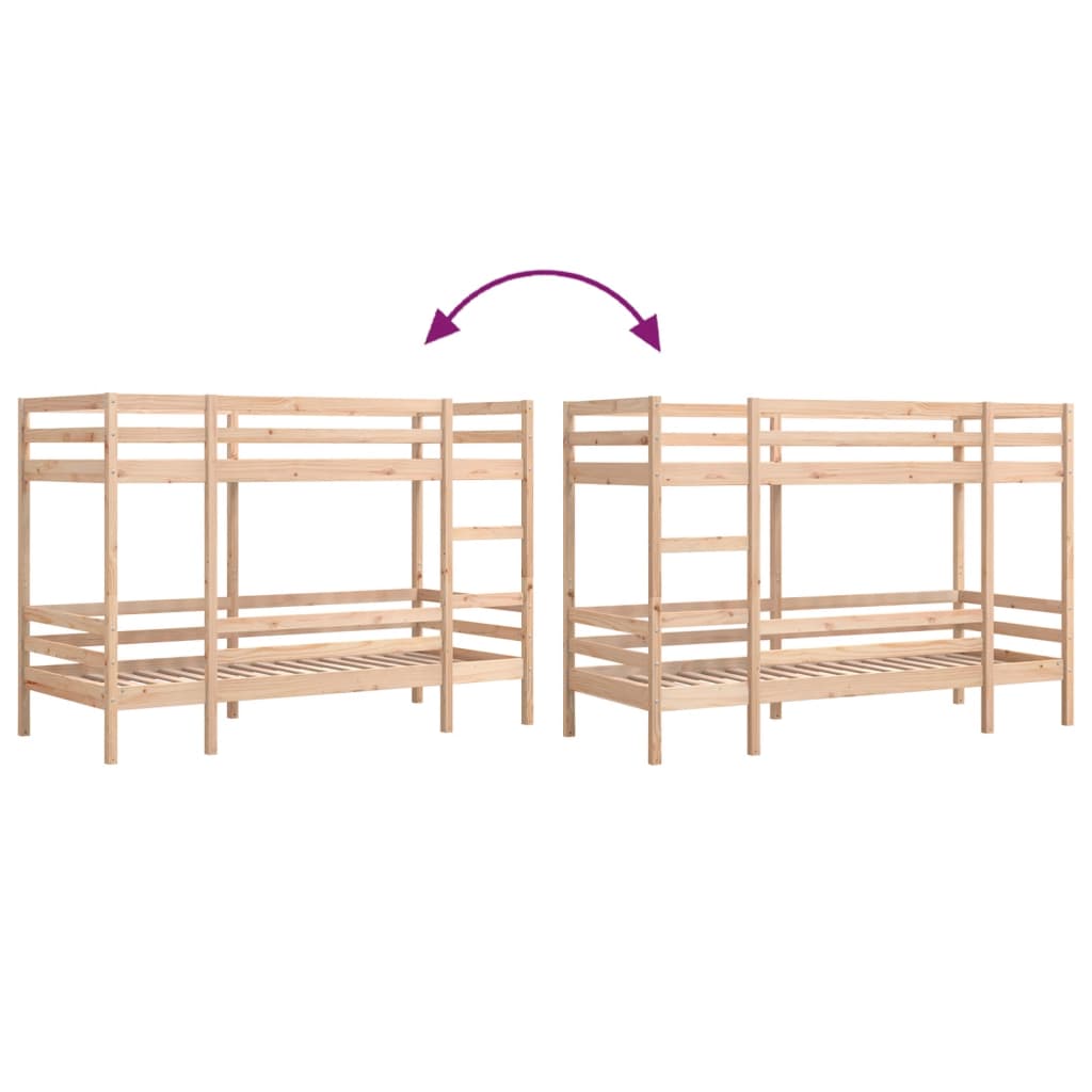 Solid Pine Bunk Bed Frame 80x200 cm - No Mattress Included