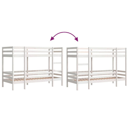 White Solid Pine Bunk Bed Frame 90x200 cm - No Mattress Included