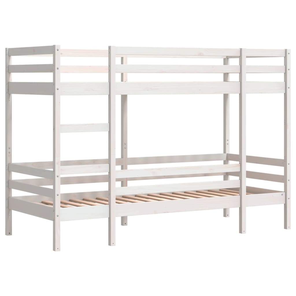 White Solid Pine Wood Single Bunk Bed Frame 90x190 cm