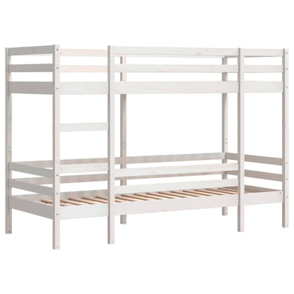 White Solid Pine Wood Single Bunk Bed Frame 90x190 cm