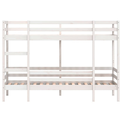 White Solid Pine Wood Single Bunk Bed Frame 90x190 cm