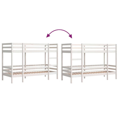 White Solid Pine Wood Single Bunk Bed Frame 90x190 cm