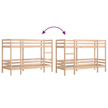 Solid Pine Wood Bunk Bed Frame 75x190 cm - No Mattress Included