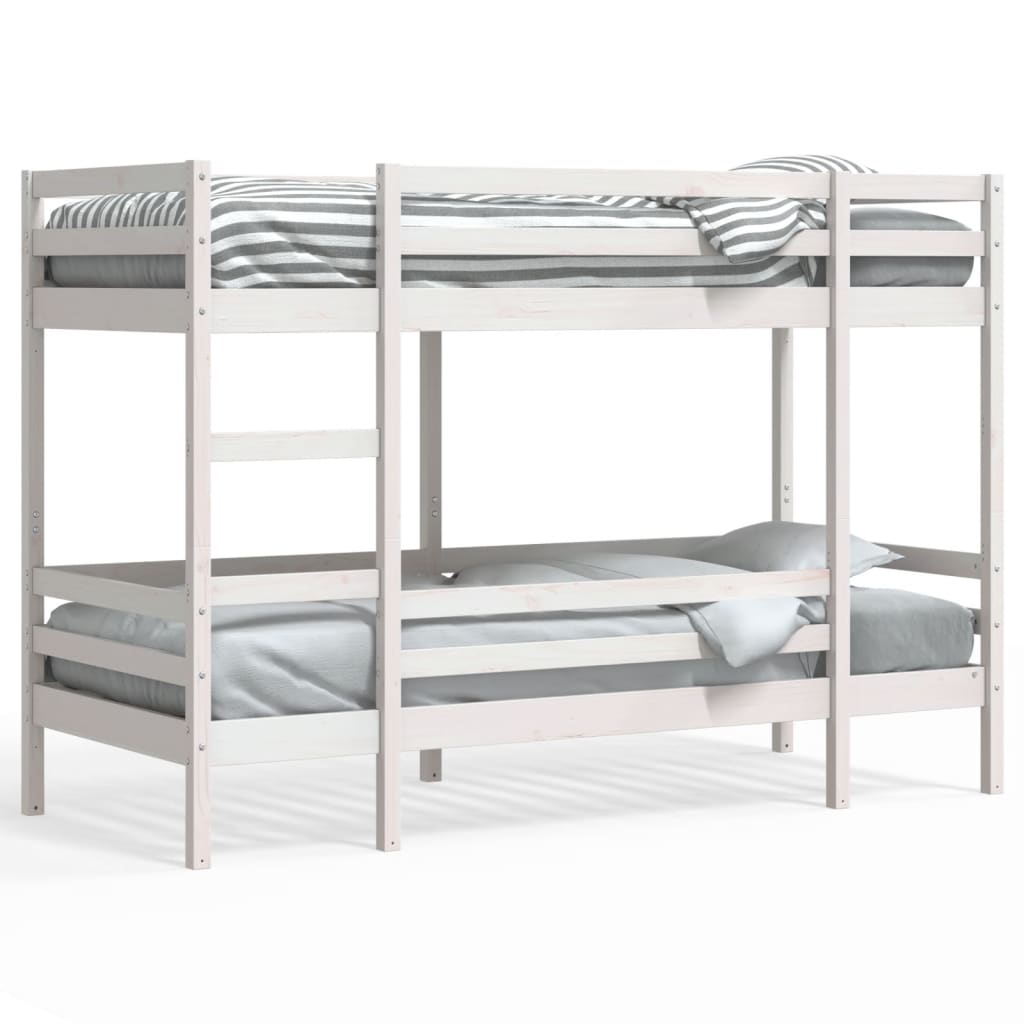 White Solid Pine Bunk Bed Frame 75x190 cm - Small Single