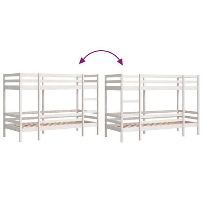White Solid Pine Bunk Bed Frame 75x190 cm - Small Single