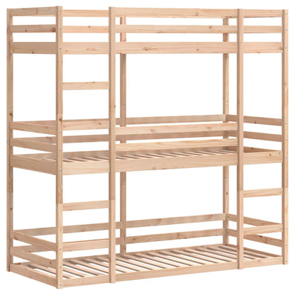 Solid Pine Triple Bunk Bed Frame 90x200 cm - No Mattress Included