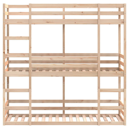 Solid Pine Triple Bunk Bed Frame 90x200 cm - No Mattress Included